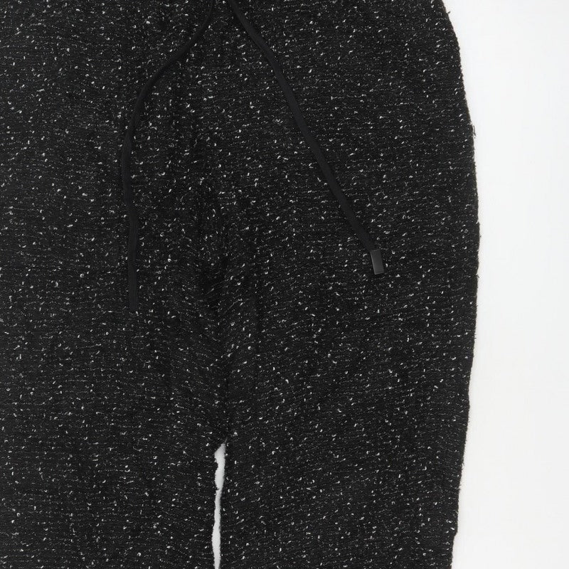 Additional view of Zara Women Black Textured Knit Jogger Trousers XL Drawstring