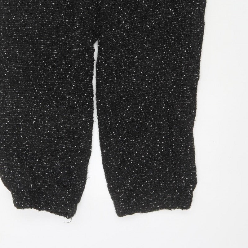 Additional view of Zara Women Black Textured Knit Jogger Trousers XL Drawstring