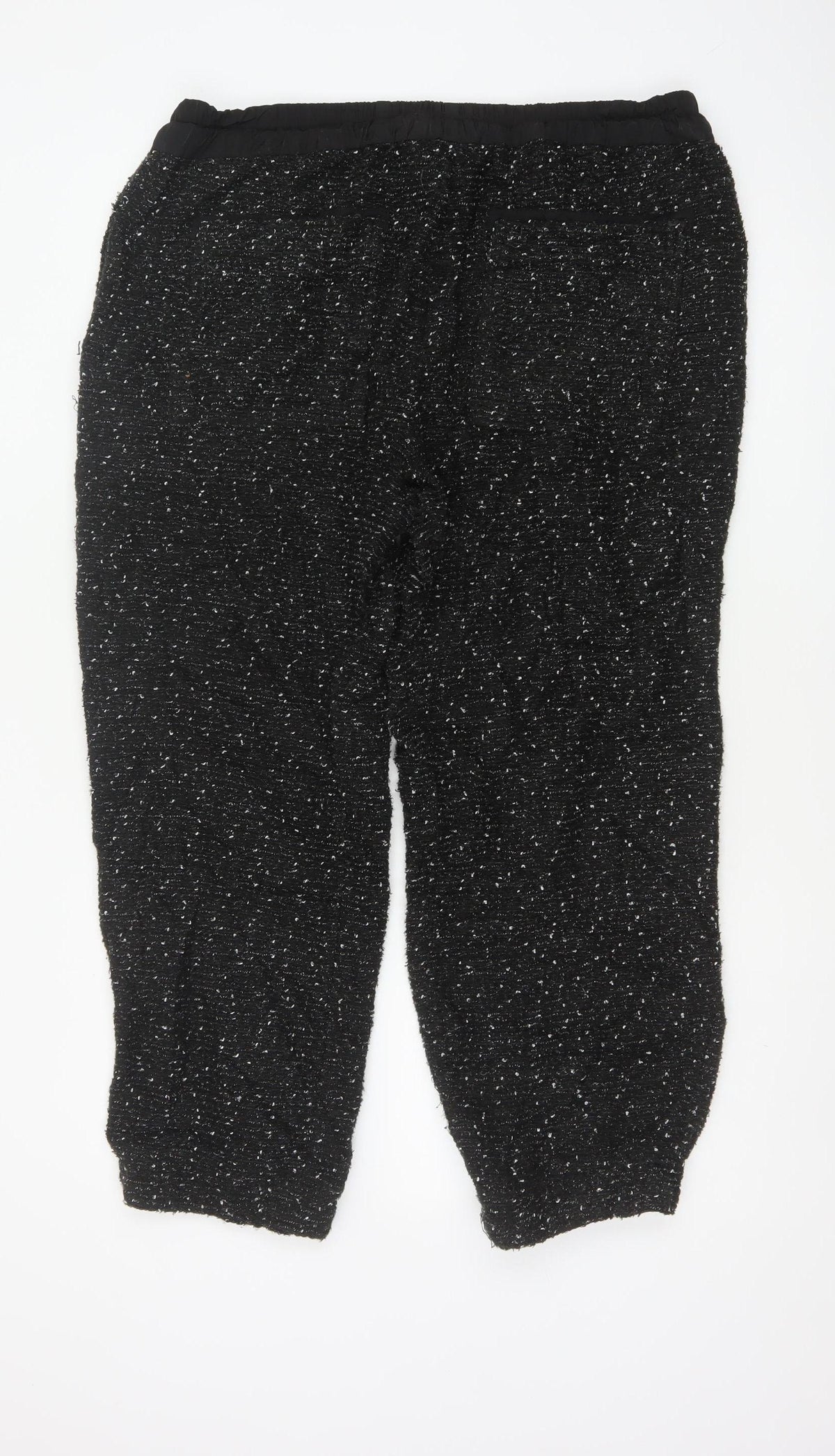 Brand and care label for Zara Women Black Textured Knit Jogger Trousers XL Drawstring
