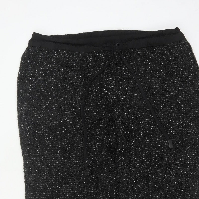 Additional view of Zara Women Black Textured Knit Jogger Trousers XL Drawstring
