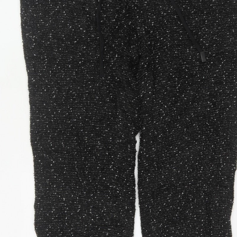Additional view of Zara Women Black Textured Knit Jogger Trousers XL Drawstring