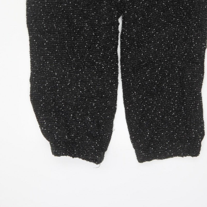 Additional view of Zara Women Black Textured Knit Jogger Trousers XL Drawstring
