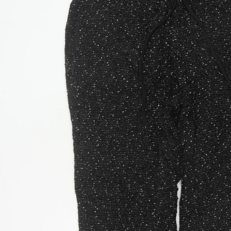 Additional view of Zara Women Black Textured Knit Jogger Trousers XL Drawstring