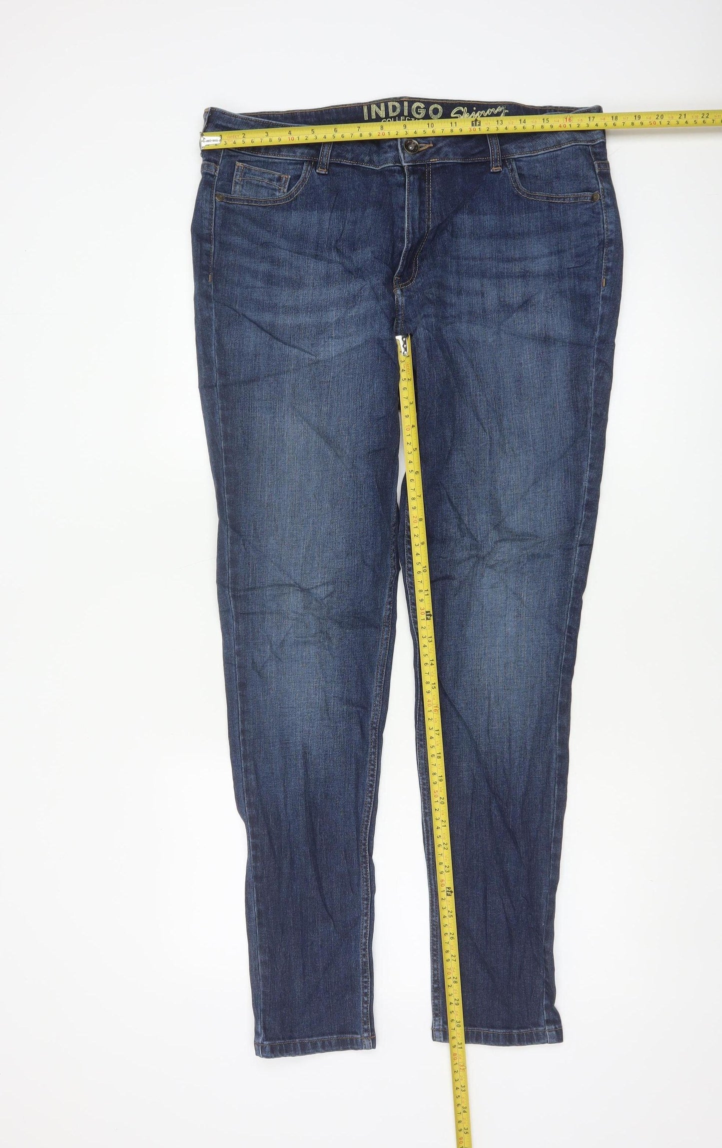 Marks and Spencer Women Blue UK 16 Skinny Mid Rise Stretch Jeans