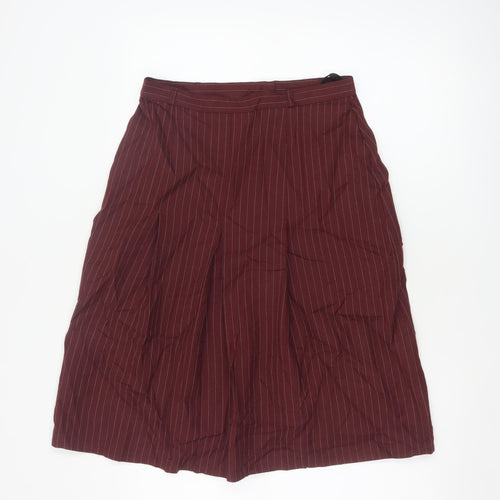 St Michael Women Red UK 14 Flared Pinstripe Midi Skort