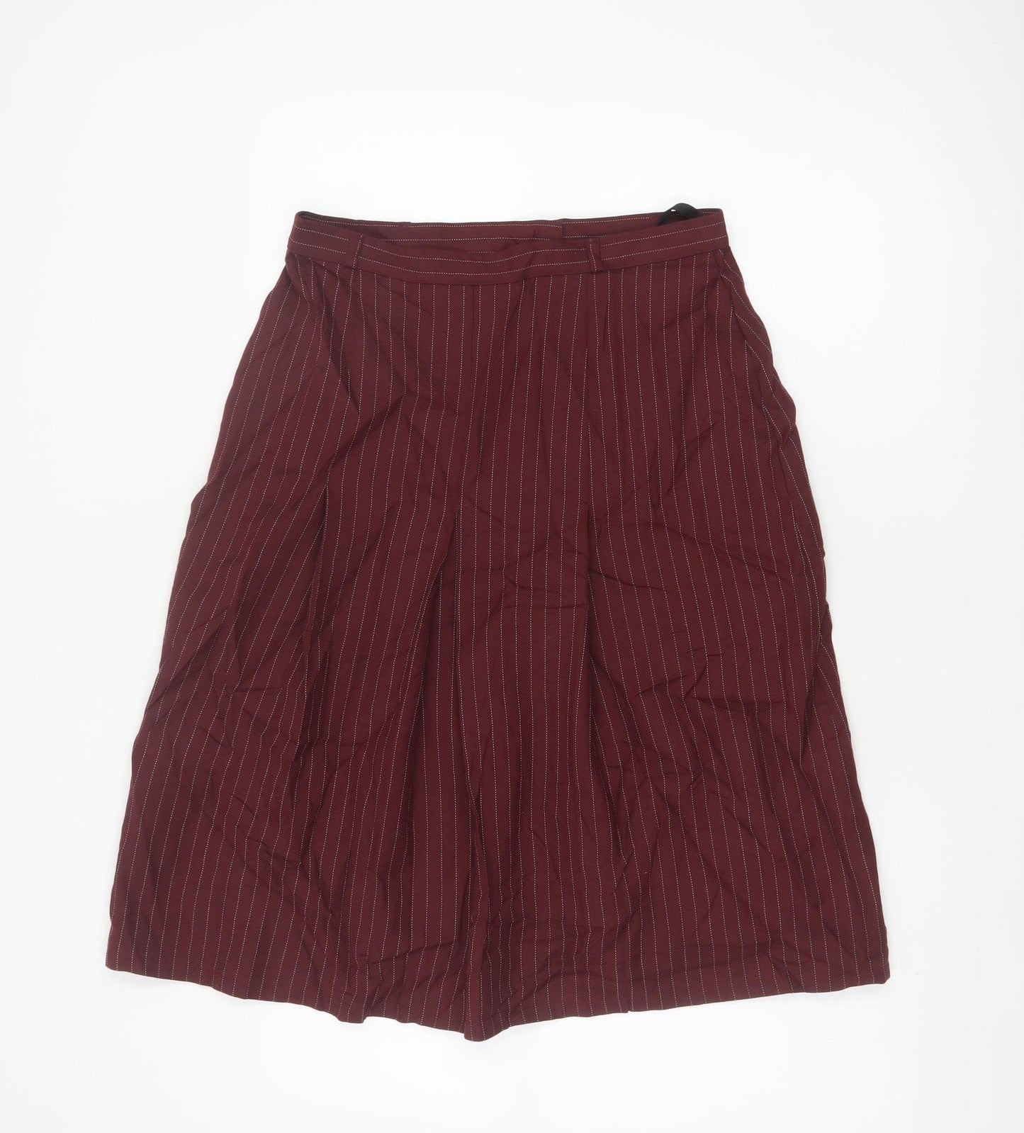 St Michael Women Red UK 14 Flared Pinstripe Midi Skort