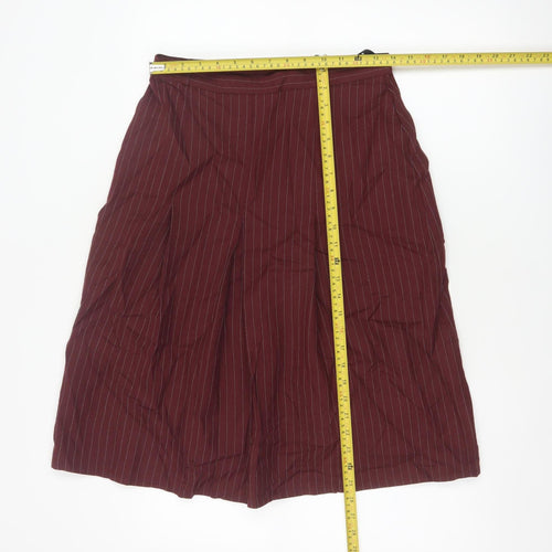 St Michael Women Red UK 14 Flared Pinstripe Midi Skort