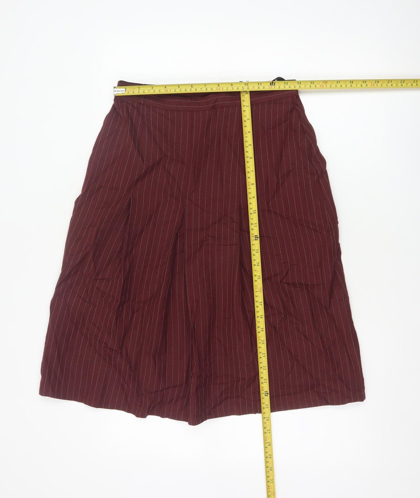 St Michael Women Red UK 14 Flared Pinstripe Midi Skort