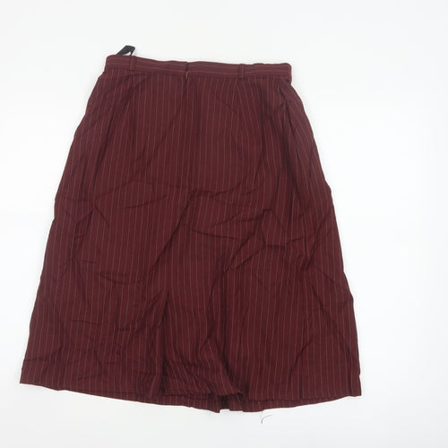 St Michael Women Red UK 14 Flared Pinstripe Midi Skort