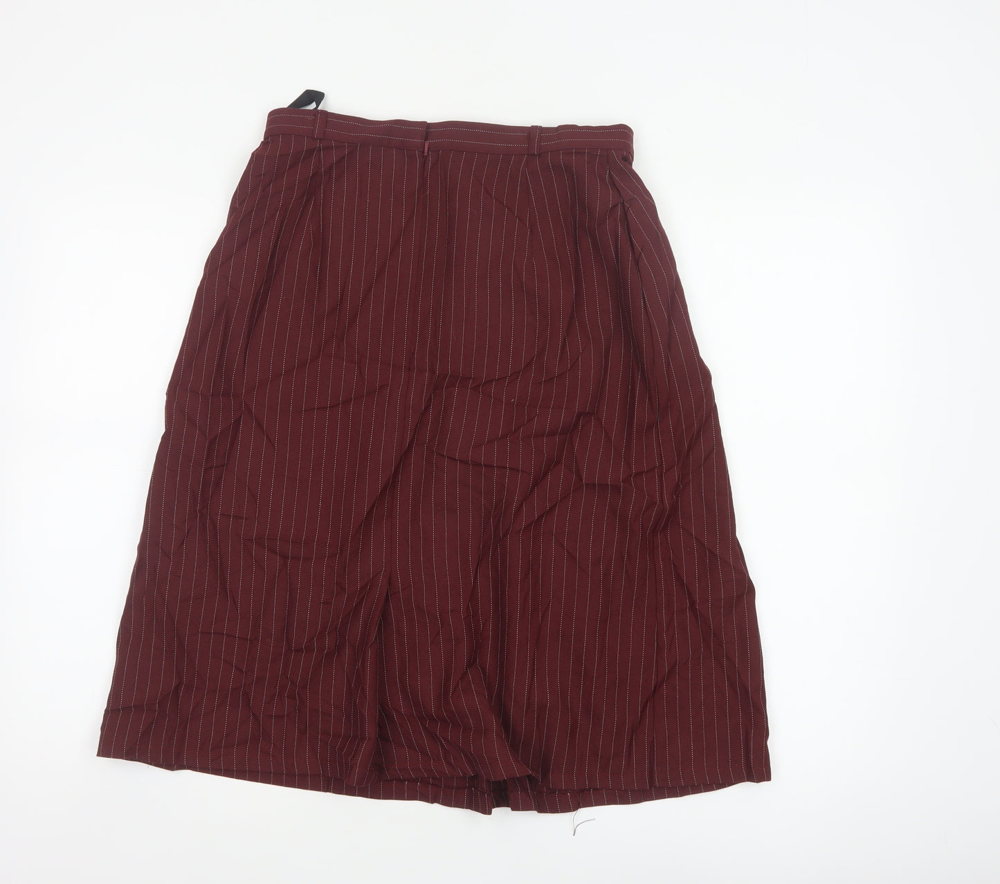 St Michael Women Red UK 14 Flared Pinstripe Midi Skort