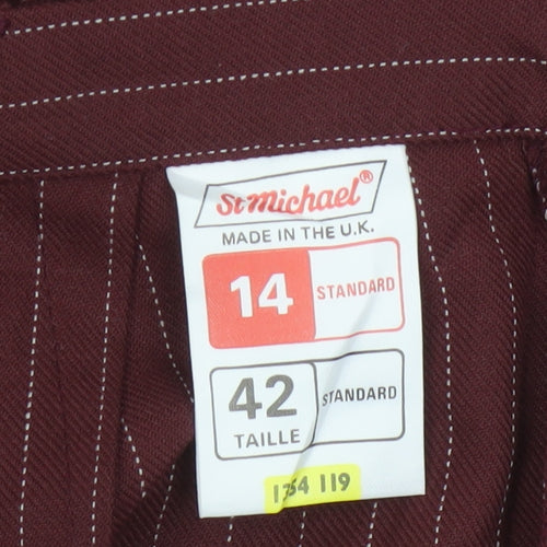 St Michael Women Red UK 14 Flared Pinstripe Midi Skort