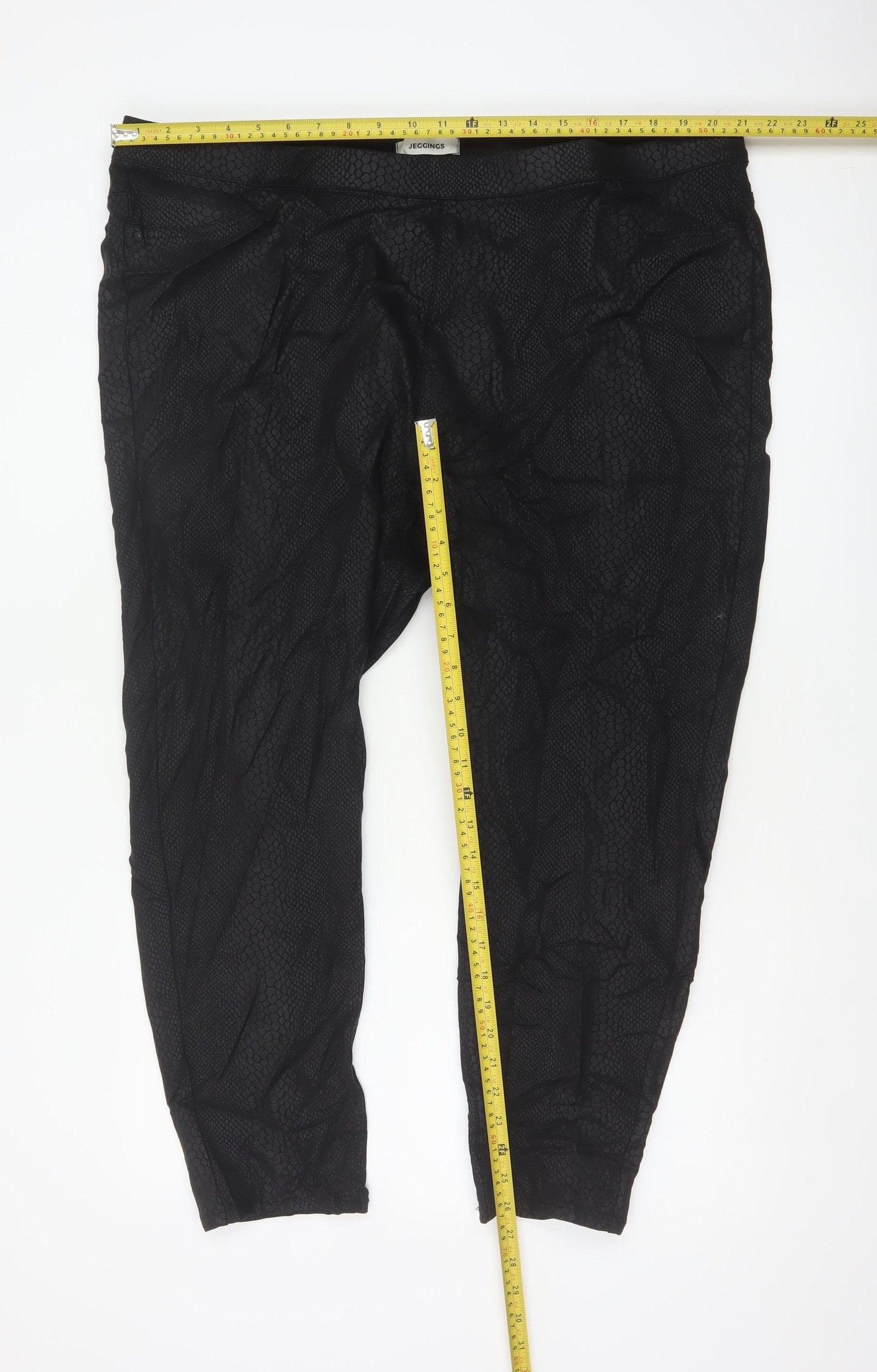 M&S Women Black Snake Print Jeggings UK 24 Short Stretch Slim