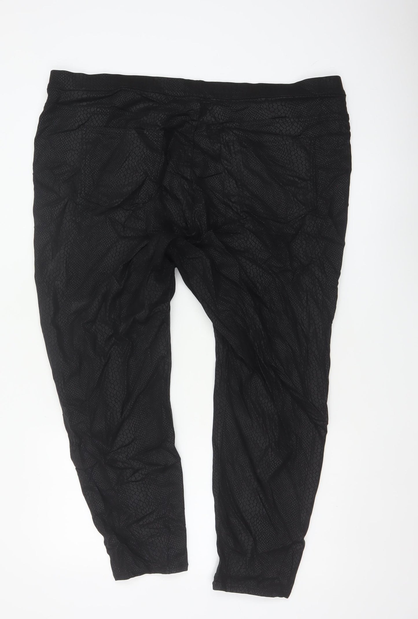 M&S Women Black Snake Print Jeggings UK 24 Short Stretch Slim