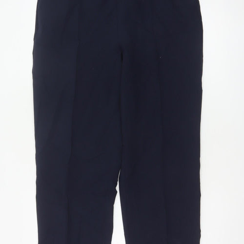 Izle Women’s Navy Blue UK 14 Straight Leg Dress Trousers Elastic Waist