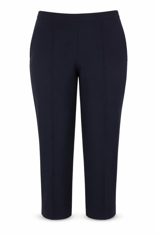 Izle Women’s Navy Blue UK 14 Straight Leg Dress Trousers Elastic Waist