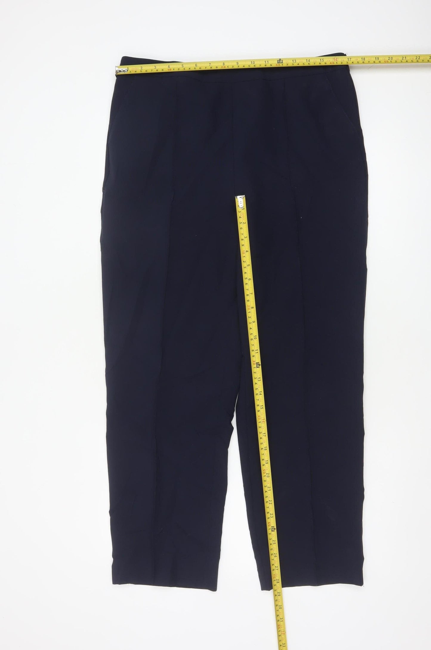 Izle Women’s Navy Blue UK 14 Straight Leg Dress Trousers Elastic Waist