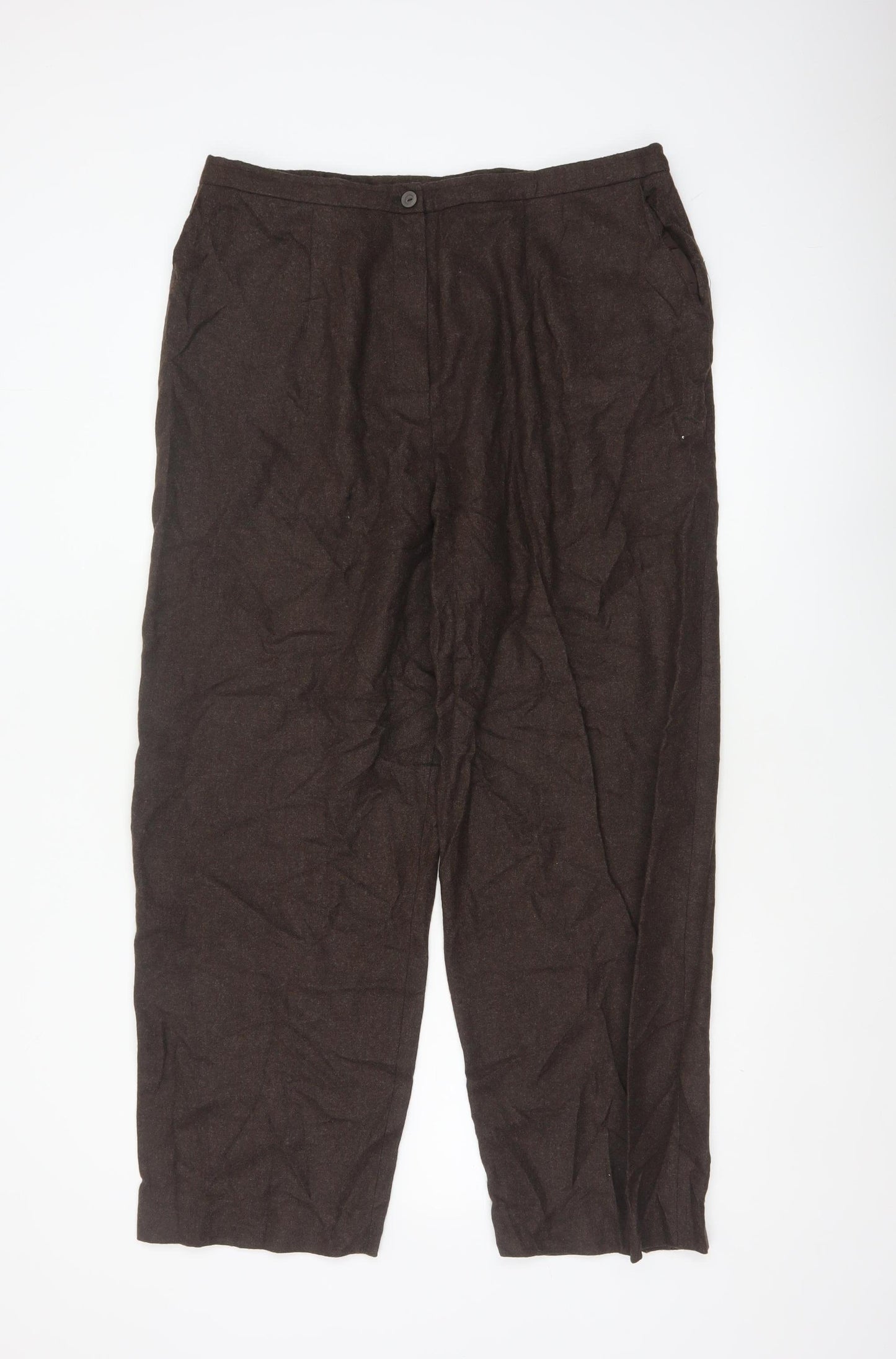 Eastex Women’s Brown Wool Blend Tapered Tailored Trousers UK 18