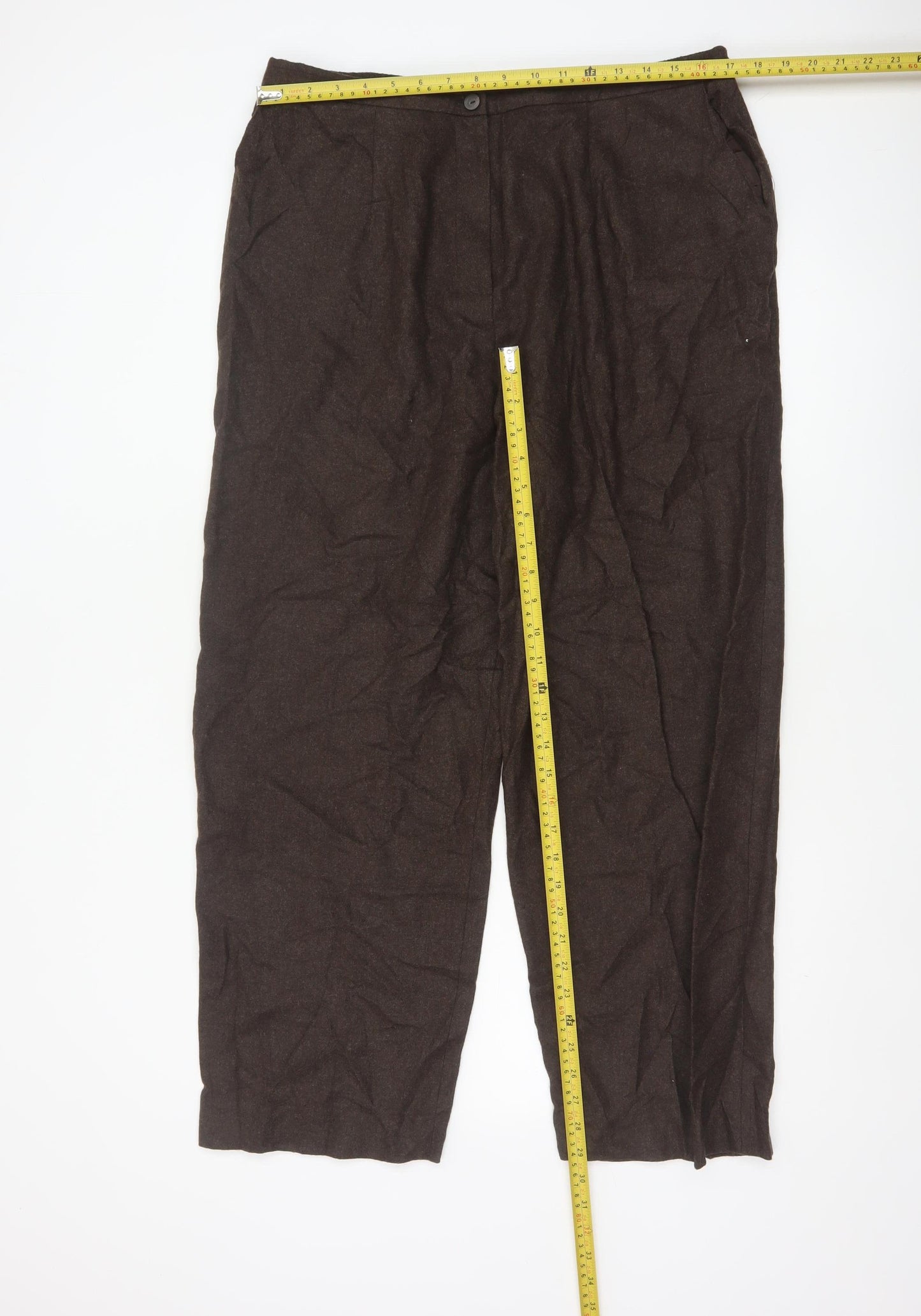 Eastex Women’s Brown Wool Blend Tapered Tailored Trousers UK 18