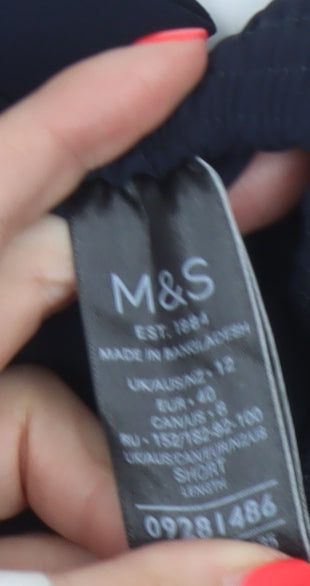 M&S Women’s Navy Blue UK 12 Wide-Leg Drawstring Trousers