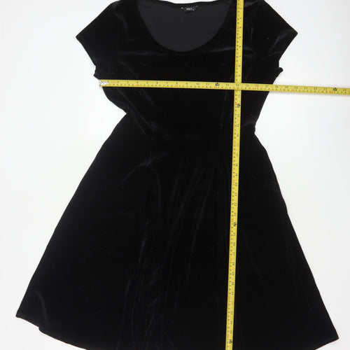 M&Co Women Black UK 14 Velvet Fit & Flare Knee Length Party Dress