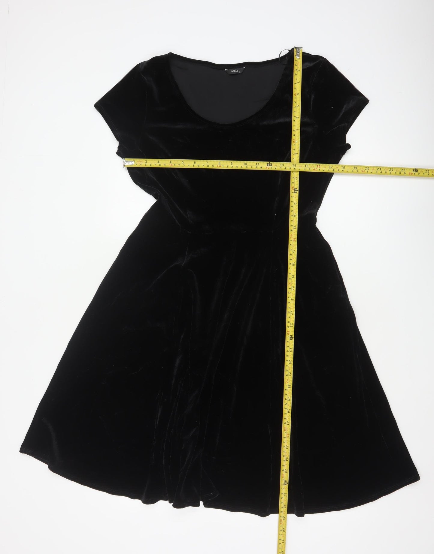 M&Co Women Black UK 14 Velvet Fit & Flare Knee Length Party Dress