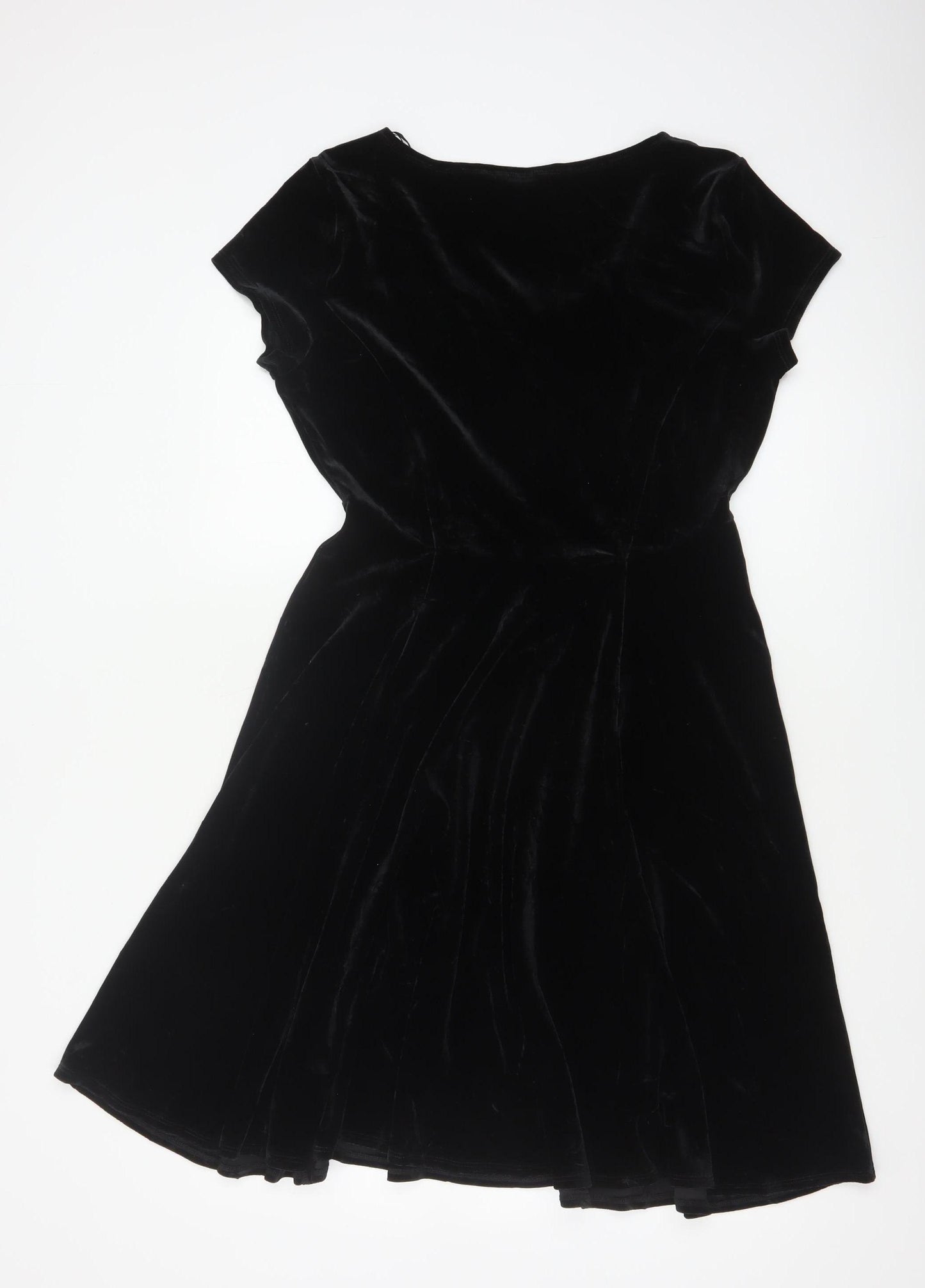 M&Co Women Black UK 14 Velvet Fit & Flare Knee Length Party Dress