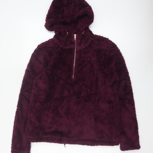 RBX Women’s Purple M Fleece 1/4 Zip Hooded Pullover Sweatshirt