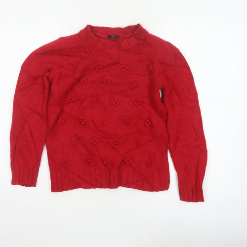 Hobbs Women’s Red Size 10 Cable Knit Bow High Neck Jumper
