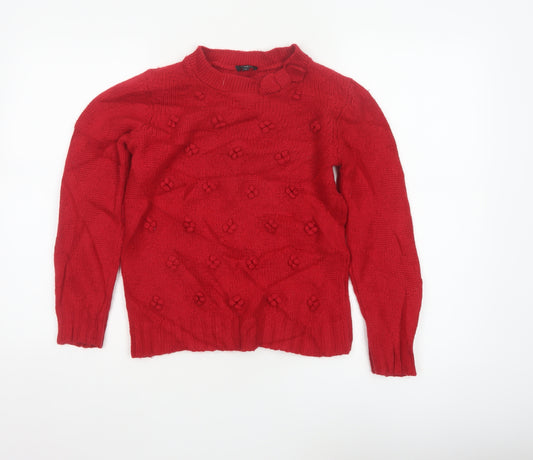Hobbs Women’s Red Size 10 Cable Knit Bow High Neck Jumper