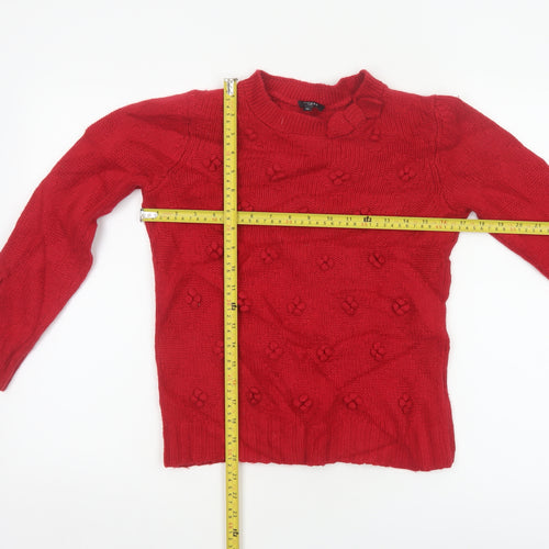 Hobbs Women’s Red Size 10 Cable Knit Bow High Neck Jumper