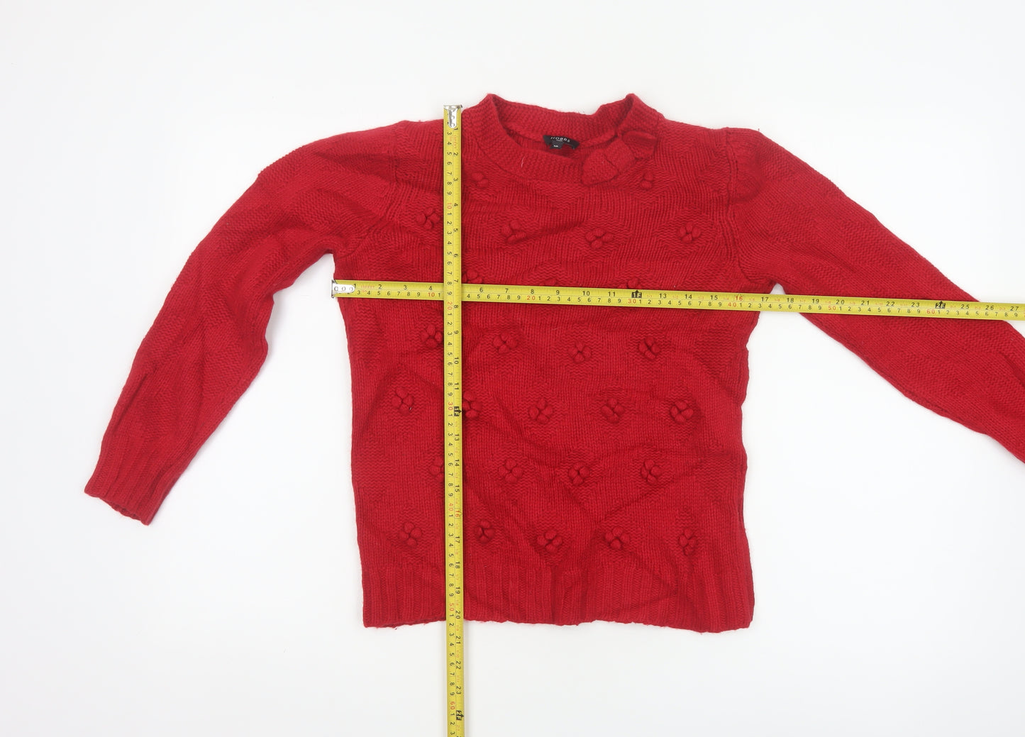 Hobbs Women’s Red Size 10 Cable Knit Bow High Neck Jumper