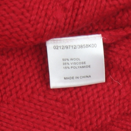 Hobbs Women’s Red Size 10 Cable Knit Bow High Neck Jumper