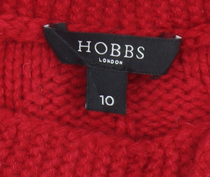 Hobbs Women’s Red Size 10 Cable Knit Bow High Neck Jumper