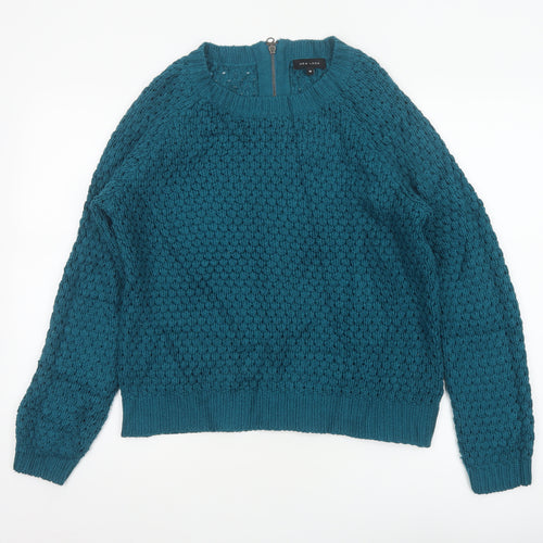New Look Women’s Teal Blue UK 14 Full Zip Chunky Knit Jumper