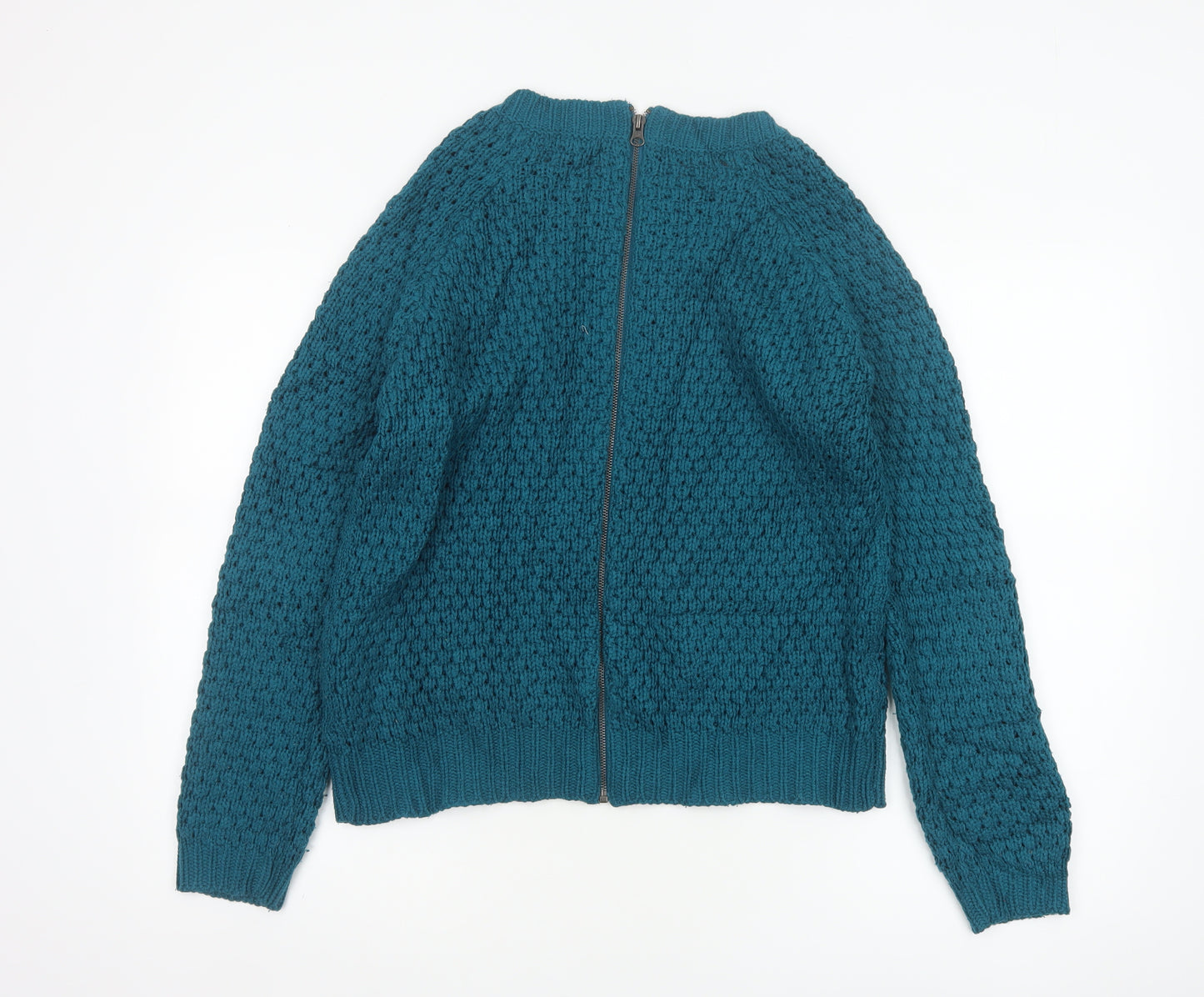 New Look Women’s Teal Blue UK 14 Full Zip Chunky Knit Jumper