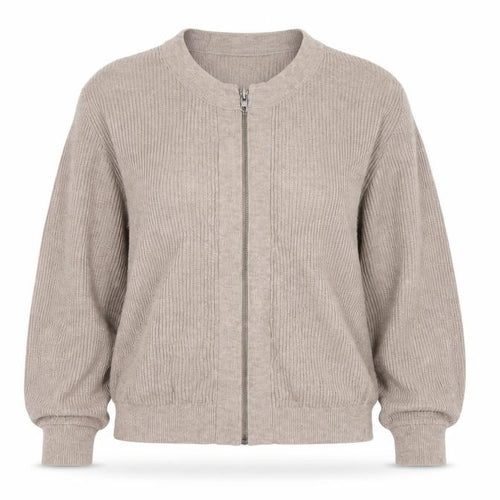 Banana Republic Women Beige M Full Zip Ribbed Knit Cardigan
