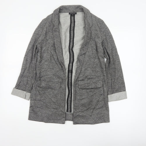 Topshop Women Grey Herringbone Blazer UK 6 Single-Breasted Cotton