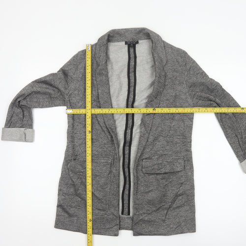 Topshop Women Grey Herringbone Blazer UK 6 Single-Breasted Cotton