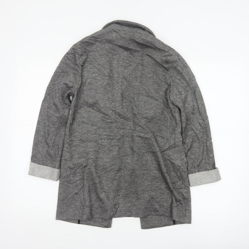Topshop Women Grey Herringbone Blazer UK 6 Single-Breasted Cotton