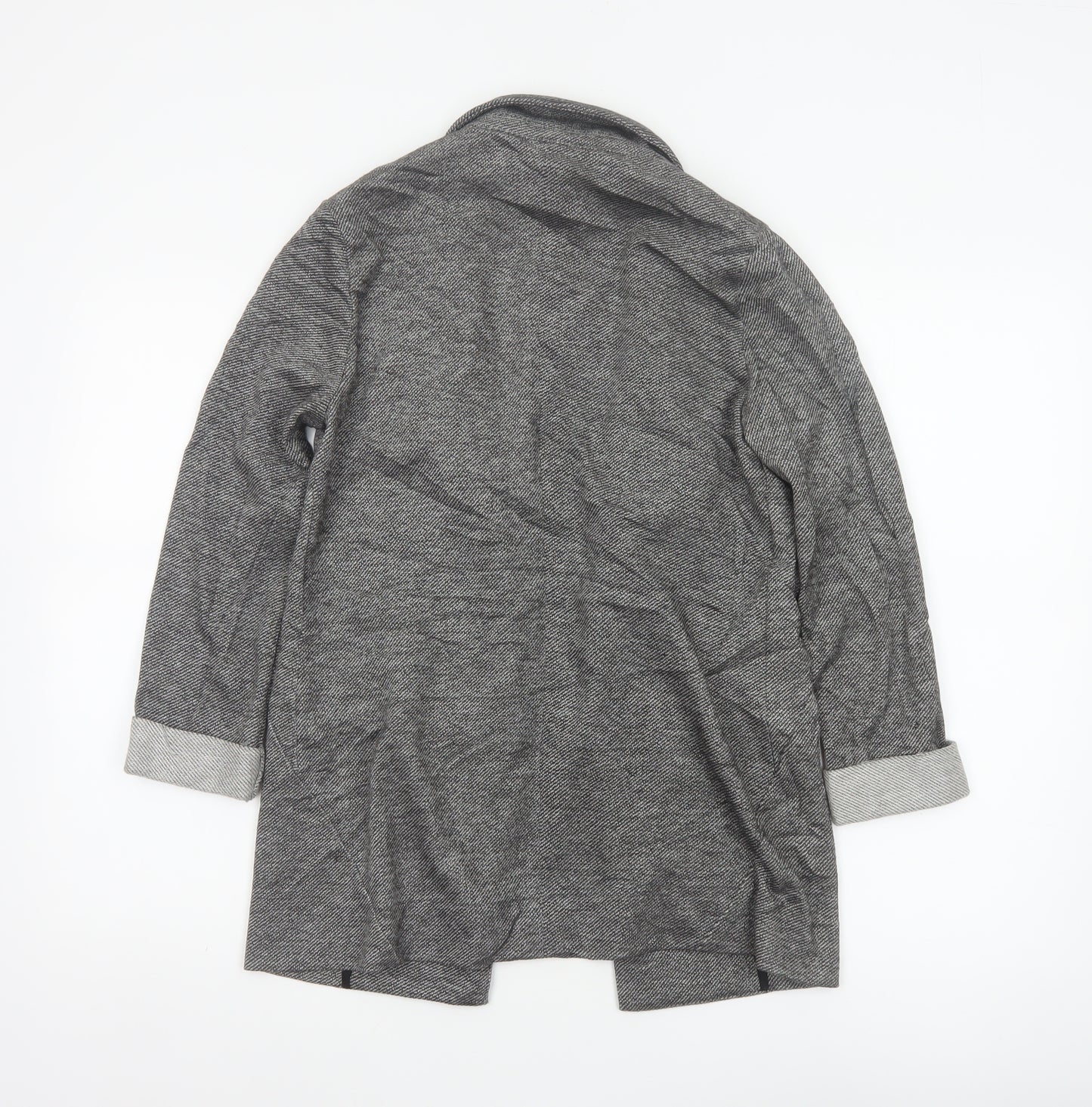 Topshop Women Grey Herringbone Blazer UK 6 Single-Breasted Cotton