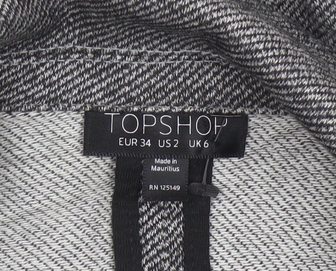 Topshop Women Grey Herringbone Blazer UK 6 Single-Breasted Cotton