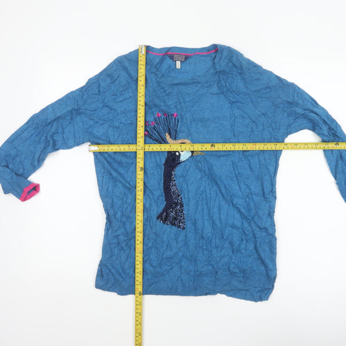 Joules Women’s Blue UK 6 Sequin Peacock Bird Long Sleeve Jumper