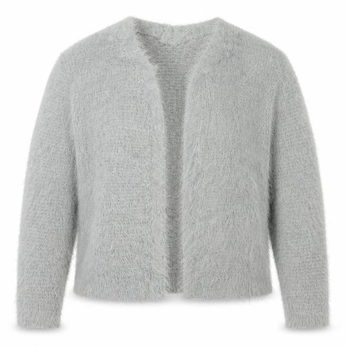 Next Women Grey M Fluffy V-Neck Open Knit Pullover Jumper