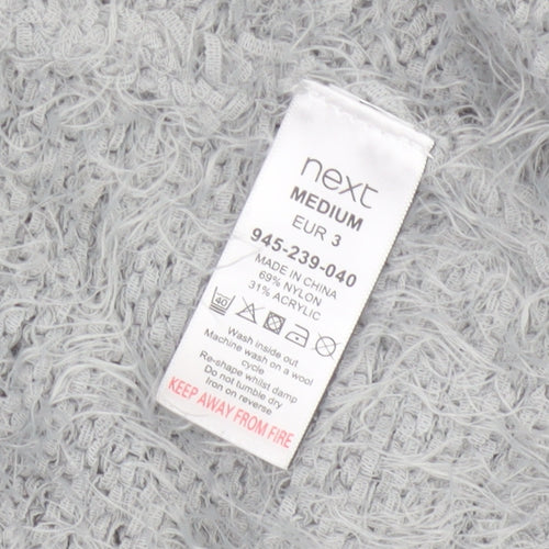 Next Women Grey M Fluffy V-Neck Open Knit Pullover Jumper