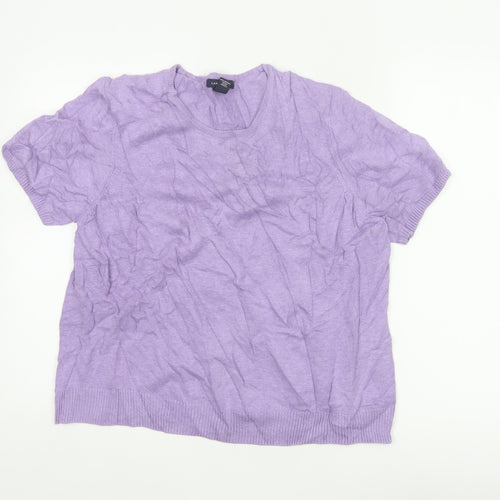Lands' End Women Purple UK 20/22 Short Sleeve Cotton Cashmere Jumper