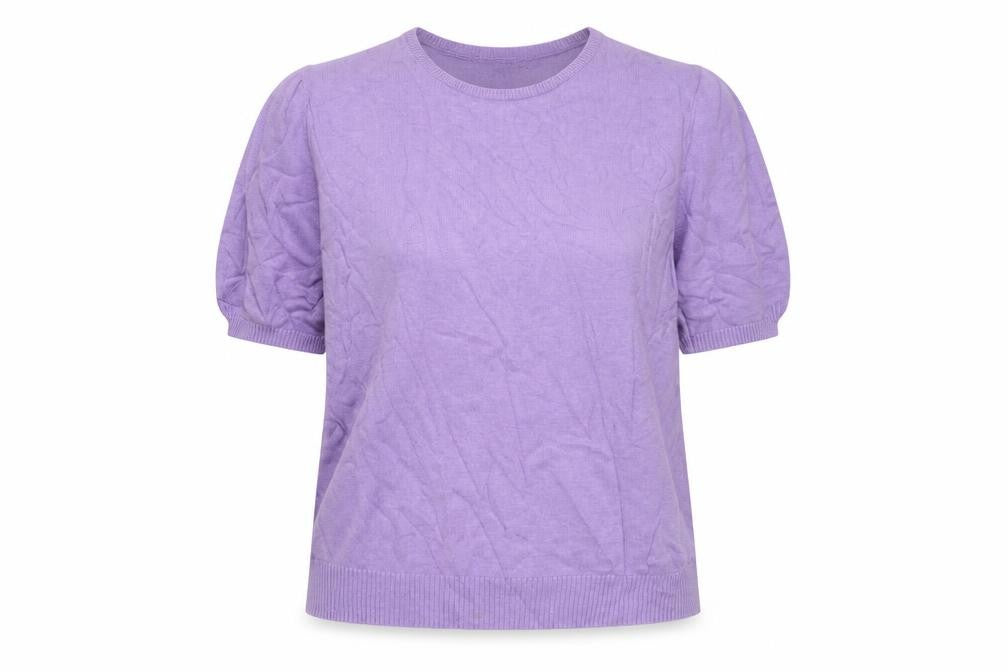 Lands' End Women Purple UK 20/22 Short Sleeve Cotton Cashmere Jumper