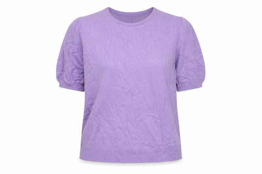 Lands' End Women Purple UK 20/22 Short Sleeve Cotton Cashmere Jumper