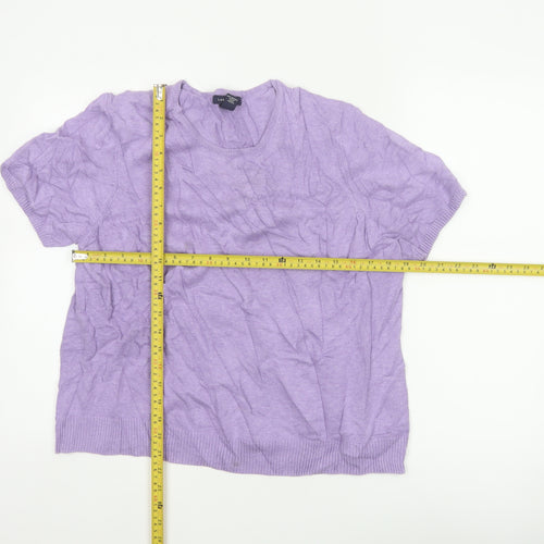 Lands' End Women Purple UK 20/22 Short Sleeve Cotton Cashmere Jumper