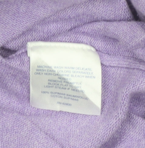 Lands' End Women Purple UK 20/22 Short Sleeve Cotton Cashmere Jumper
