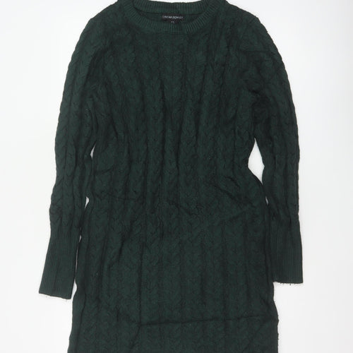 Cynthia Rowley Women Green M Cable Knit Jumper Dress Long Sleeve